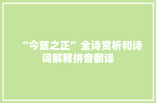 “今兹之正”全诗赏析和诗词解释拼音翻译