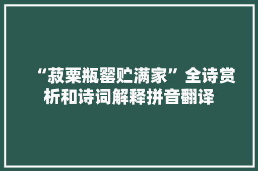 “菽粟瓶罂贮满家”全诗赏析和诗词解释拼音翻译