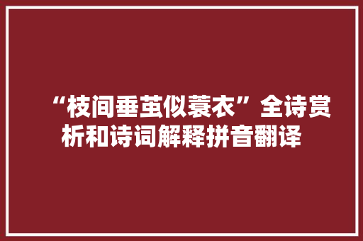 “枝间垂茧似蓑衣”全诗赏析和诗词解释拼音翻译