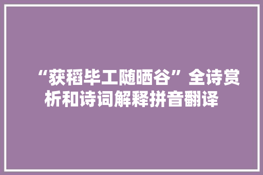 “获稻毕工随晒谷”全诗赏析和诗词解释拼音翻译