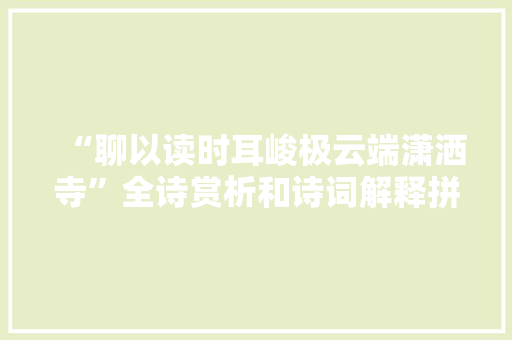 “聊以读时耳峻极云端潇洒寺”全诗赏析和诗词解释拼音翻译