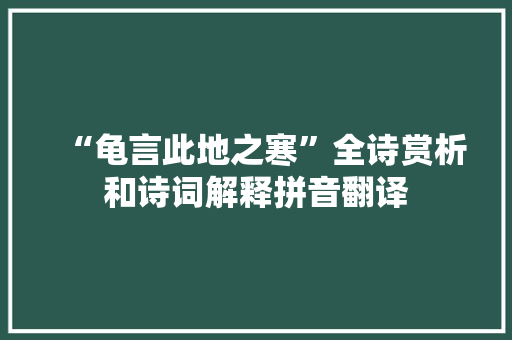 “龟言此地之寒”全诗赏析和诗词解释拼音翻译