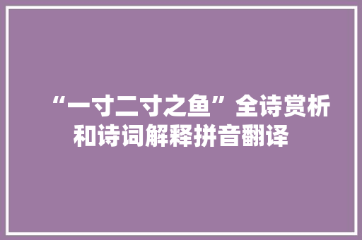 “一寸二寸之鱼”全诗赏析和诗词解释拼音翻译