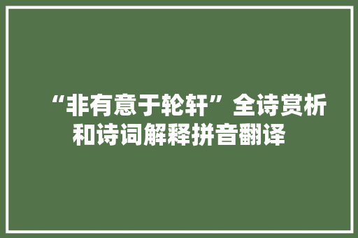 “非有意于轮轩”全诗赏析和诗词解释拼音翻译