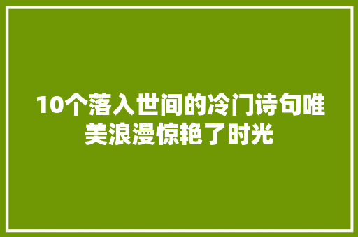 10个落入世间的冷门诗句唯美浪漫惊艳了时光