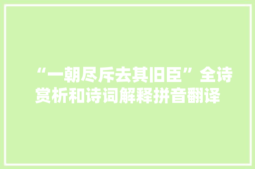 “一朝尽斥去其旧臣”全诗赏析和诗词解释拼音翻译