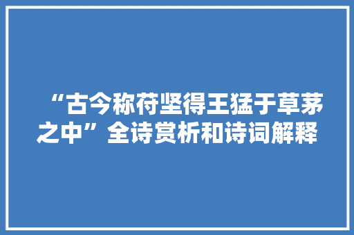 “古今称苻坚得王猛于草茅之中”全诗赏析和诗词解释拼音翻译