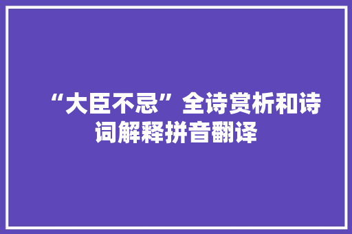“大臣不忌”全诗赏析和诗词解释拼音翻译