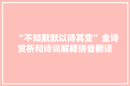 “不知默默以待其变”全诗赏析和诗词解释拼音翻译