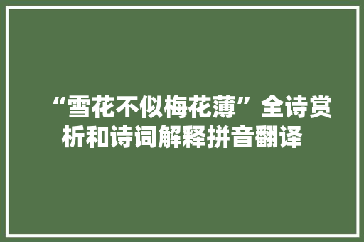 “雪花不似梅花薄”全诗赏析和诗词解释拼音翻译