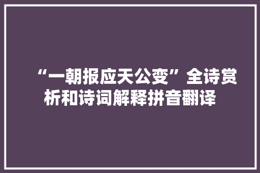 “一朝报应天公变”全诗赏析和诗词解释拼音翻译