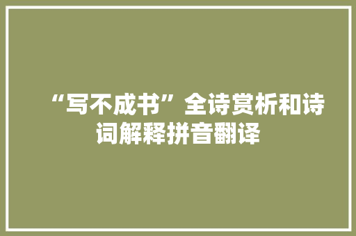 “写不成书”全诗赏析和诗词解释拼音翻译