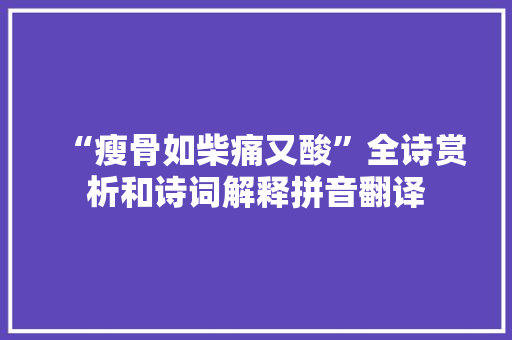“瘦骨如柴痛又酸”全诗赏析和诗词解释拼音翻译