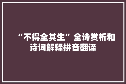 “不得全其生”全诗赏析和诗词解释拼音翻译