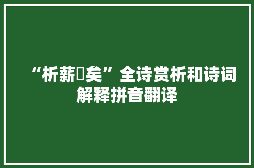 “析薪扡矣”全诗赏析和诗词解释拼音翻译