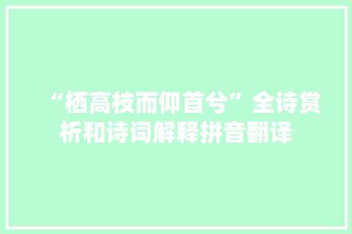“栖高枝而仰首兮”全诗赏析和诗词解释拼音翻译
