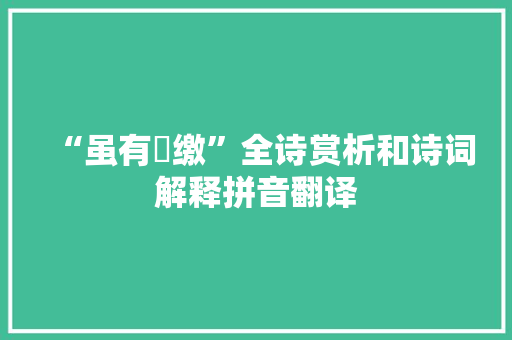 “虽有矰缴”全诗赏析和诗词解释拼音翻译