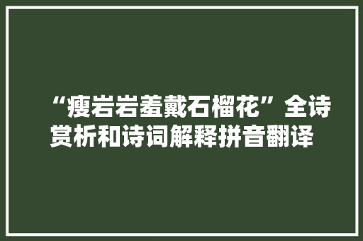 “瘦岩岩羞戴石榴花”全诗赏析和诗词解释拼音翻译