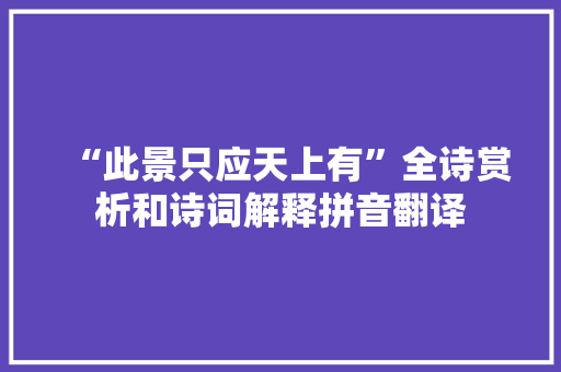 “此景只应天上有”全诗赏析和诗词解释拼音翻译