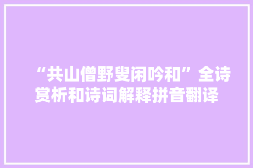 “共山僧野叟闲吟和”全诗赏析和诗词解释拼音翻译