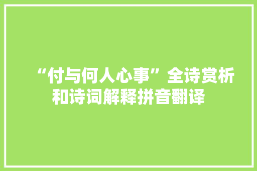 “付与何人心事”全诗赏析和诗词解释拼音翻译
