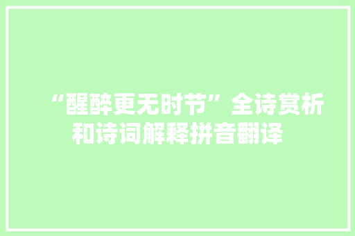 “醒醉更无时节”全诗赏析和诗词解释拼音翻译