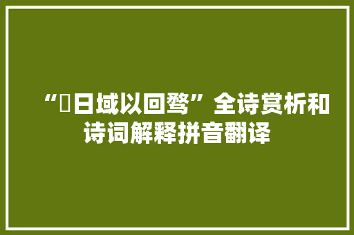 “澘日域以回骛”全诗赏析和诗词解释拼音翻译