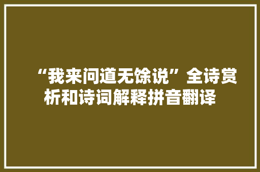 “我来问道无馀说”全诗赏析和诗词解释拼音翻译