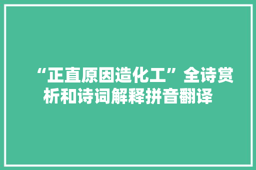 “正直原因造化工”全诗赏析和诗词解释拼音翻译