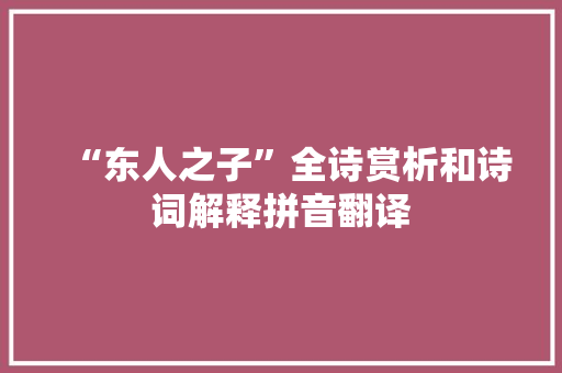 “东人之子”全诗赏析和诗词解释拼音翻译
