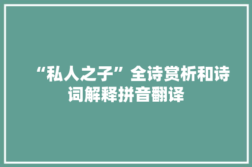 “私人之子”全诗赏析和诗词解释拼音翻译