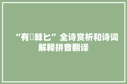 “有捄棘匕”全诗赏析和诗词解释拼音翻译