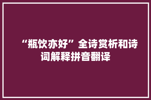 “瓶饮亦好”全诗赏析和诗词解释拼音翻译