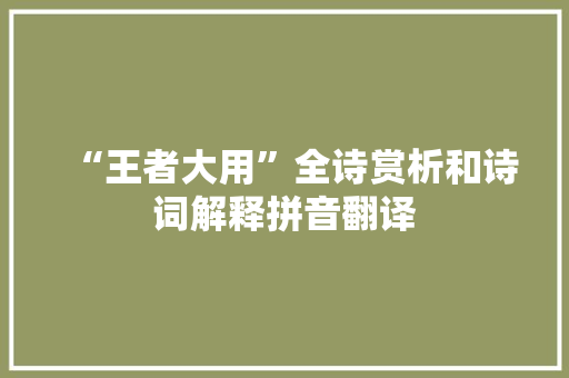 “王者大用”全诗赏析和诗词解释拼音翻译