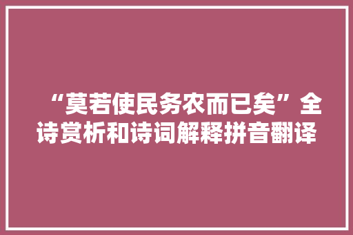 “莫若使民务农而已矣”全诗赏析和诗词解释拼音翻译