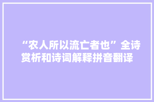 “农人所以流亡者也”全诗赏析和诗词解释拼音翻译