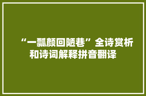 “一瓢颜回陋巷”全诗赏析和诗词解释拼音翻译