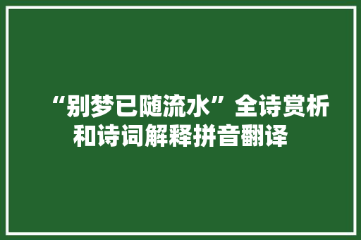 “别梦已随流水”全诗赏析和诗词解释拼音翻译