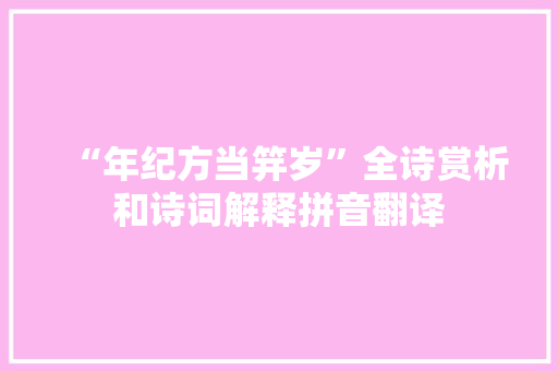 “年纪方当笄岁”全诗赏析和诗词解释拼音翻译
