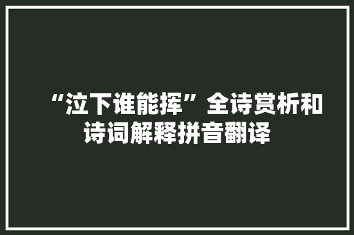 “泣下谁能挥”全诗赏析和诗词解释拼音翻译