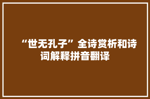“世无孔子”全诗赏析和诗词解释拼音翻译