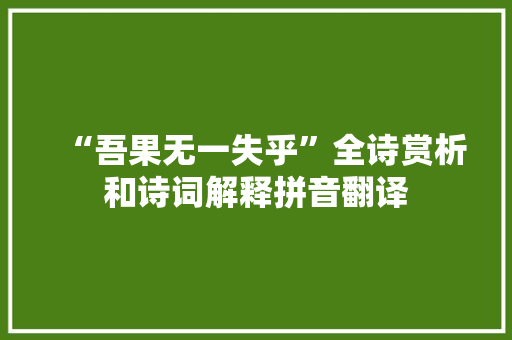 “吾果无一失乎”全诗赏析和诗词解释拼音翻译
