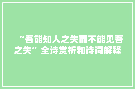 “吾能知人之失而不能见吾之失”全诗赏析和诗词解释拼音翻译