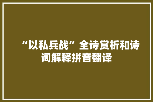 “以私兵战”全诗赏析和诗词解释拼音翻译
