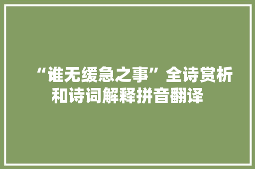 “谁无缓急之事”全诗赏析和诗词解释拼音翻译