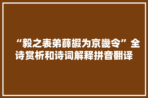 “毅之表弟薛嘏为京畿令”全诗赏析和诗词解释拼音翻译