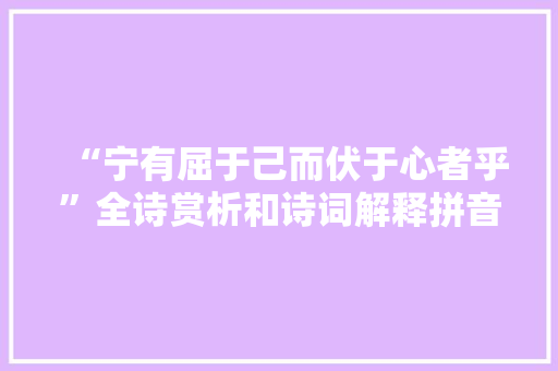 “宁有屈于己而伏于心者乎”全诗赏析和诗词解释拼音翻译