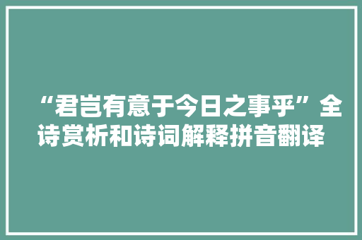 “君岂有意于今日之事乎”全诗赏析和诗词解释拼音翻译