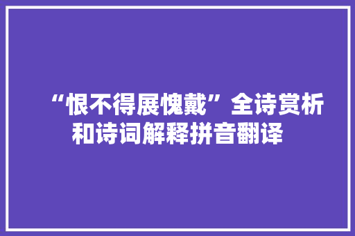 “恨不得展愧戴”全诗赏析和诗词解释拼音翻译