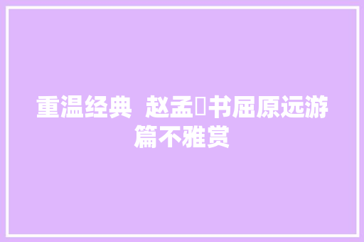 重温经典  赵孟頫书屈原远游篇不雅赏